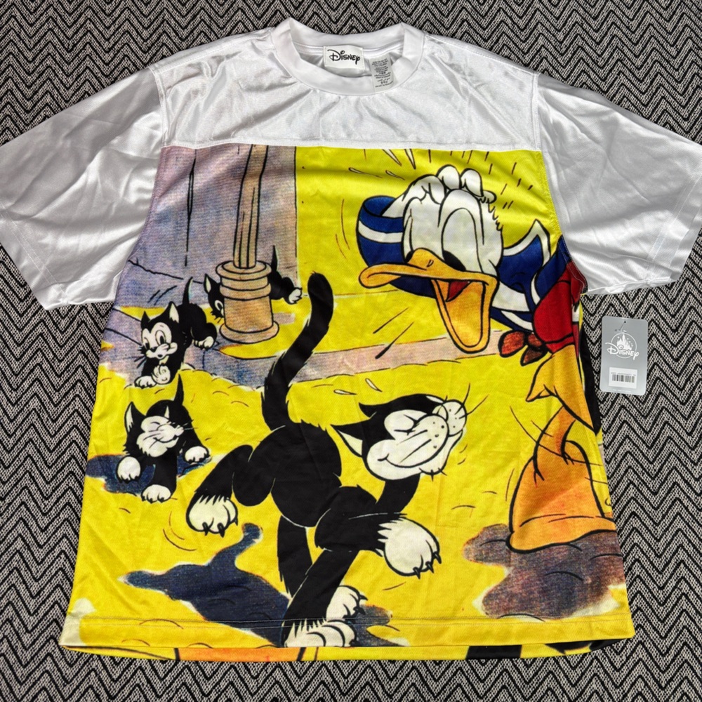 Disney Donald Duck & Cats All-Over Print Jersey - White, Yellow, Black